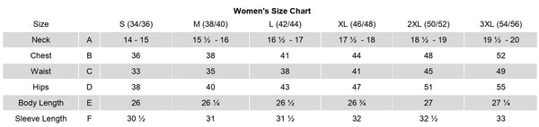 Size Chart for Antigua Generation Pullover - Carbon/Silver
