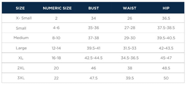 Size Chart for Parma Polo - White
