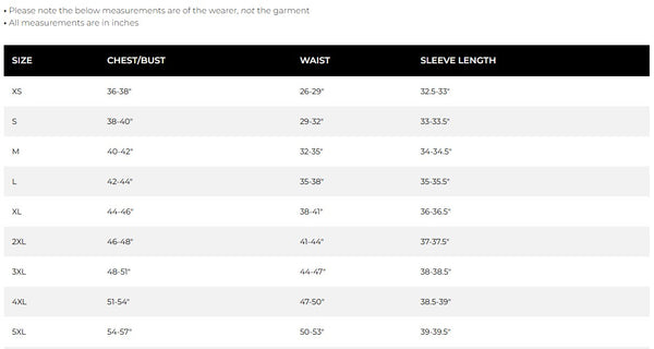Size Chart for Monterey Polo - Grey