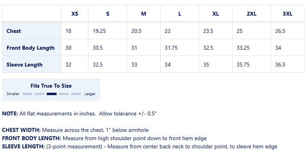 Size Chart for Telluride Lightweight Packable Insulated Puffer Jacket - Silver