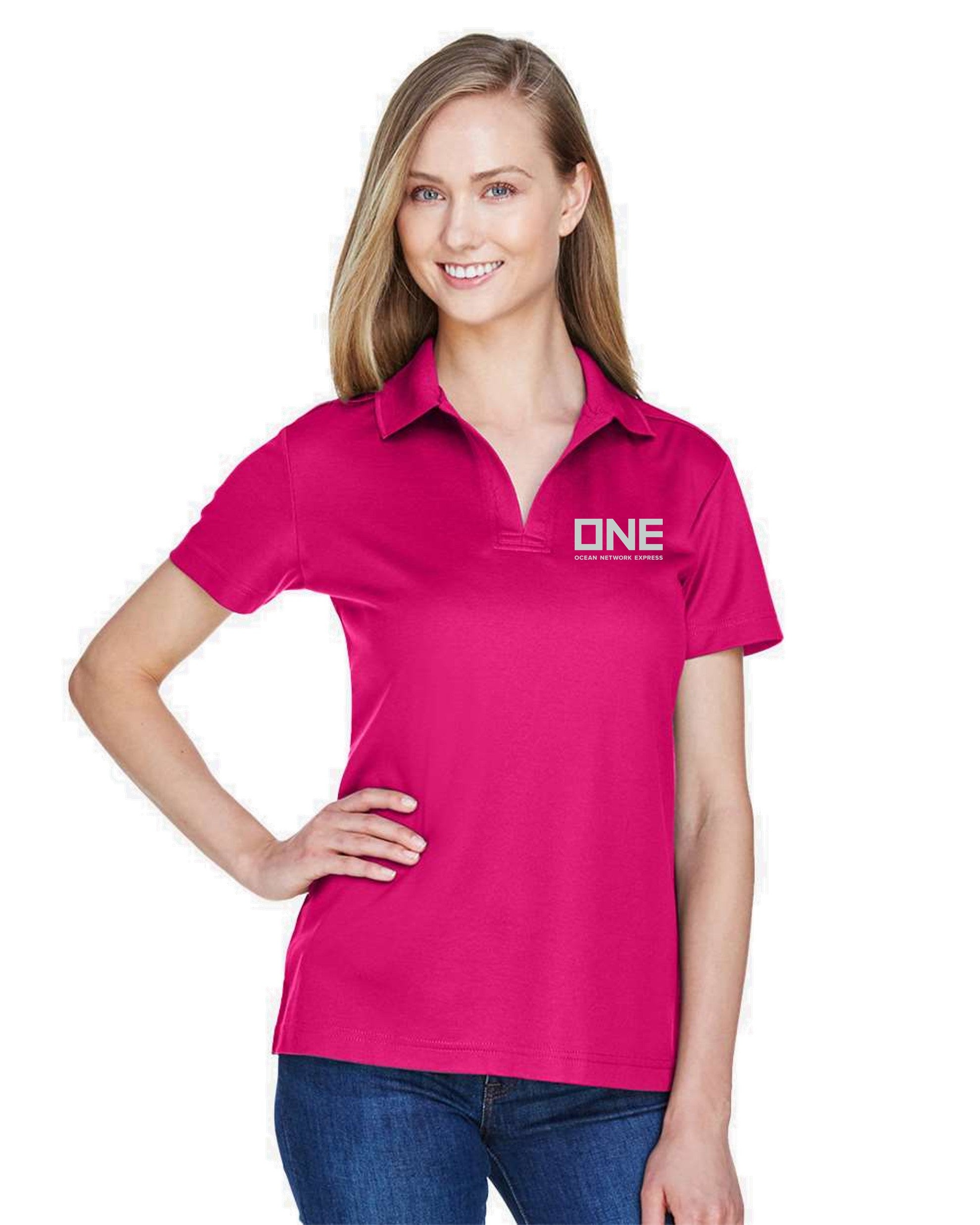 Devon & Jones CrownLux Performance Plaited Polo - Crown Raspberry