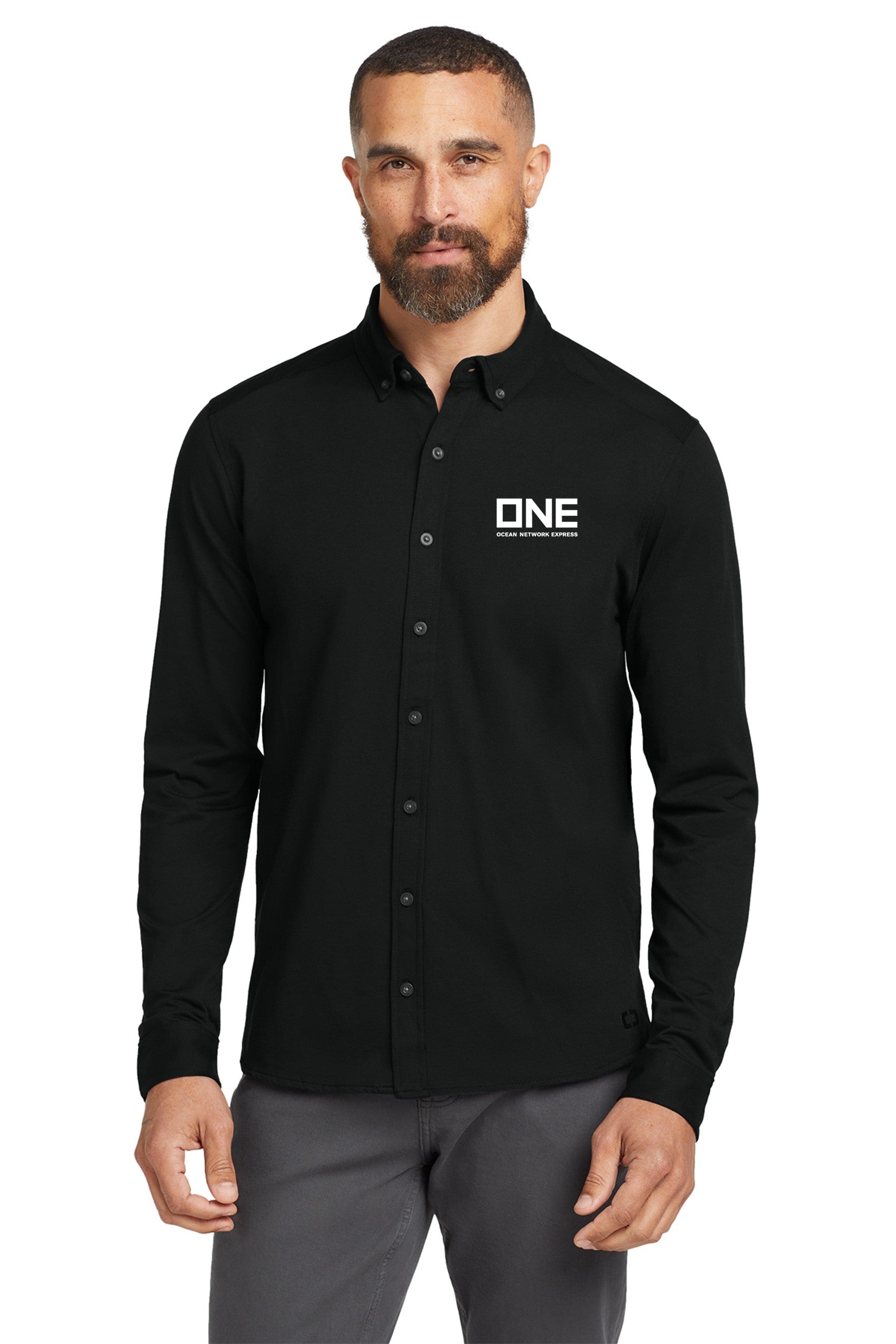 OGIO Code Stretch Long Sleeve Button-Up - Blacktop