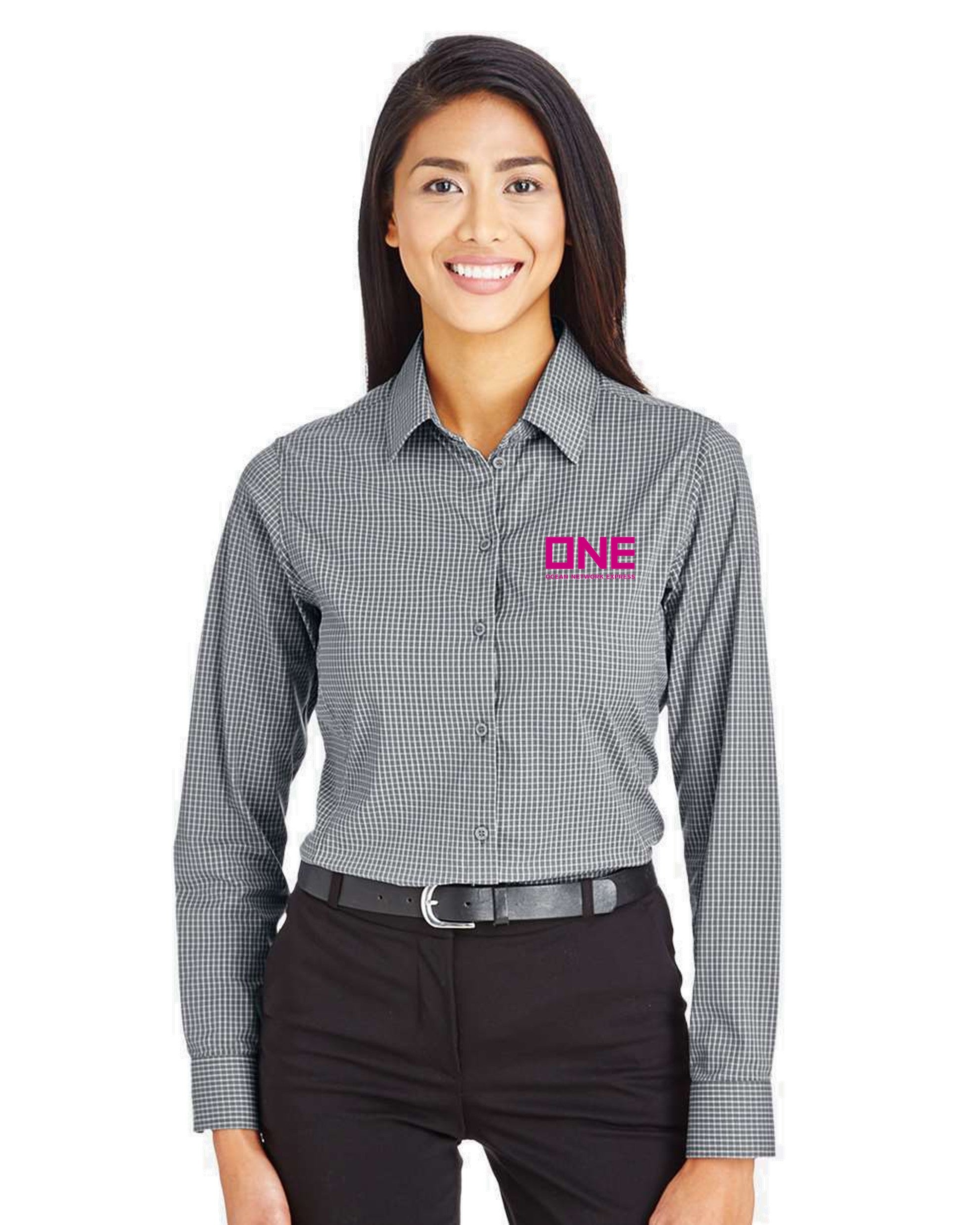 Devon & Jones CrownLux Performance Tonal Mini Check Shirt - Carbon
