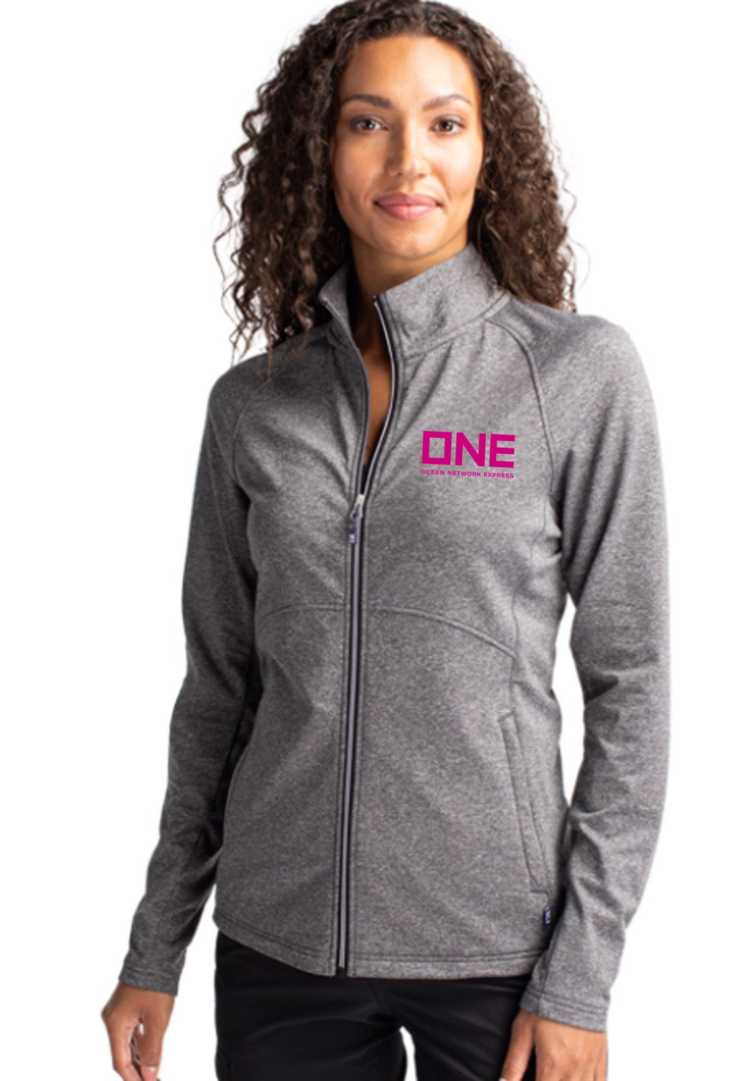 Cutter & Buck Adapt Eco Knit Hybrid Recycled Heather Full Zip - Heather Black