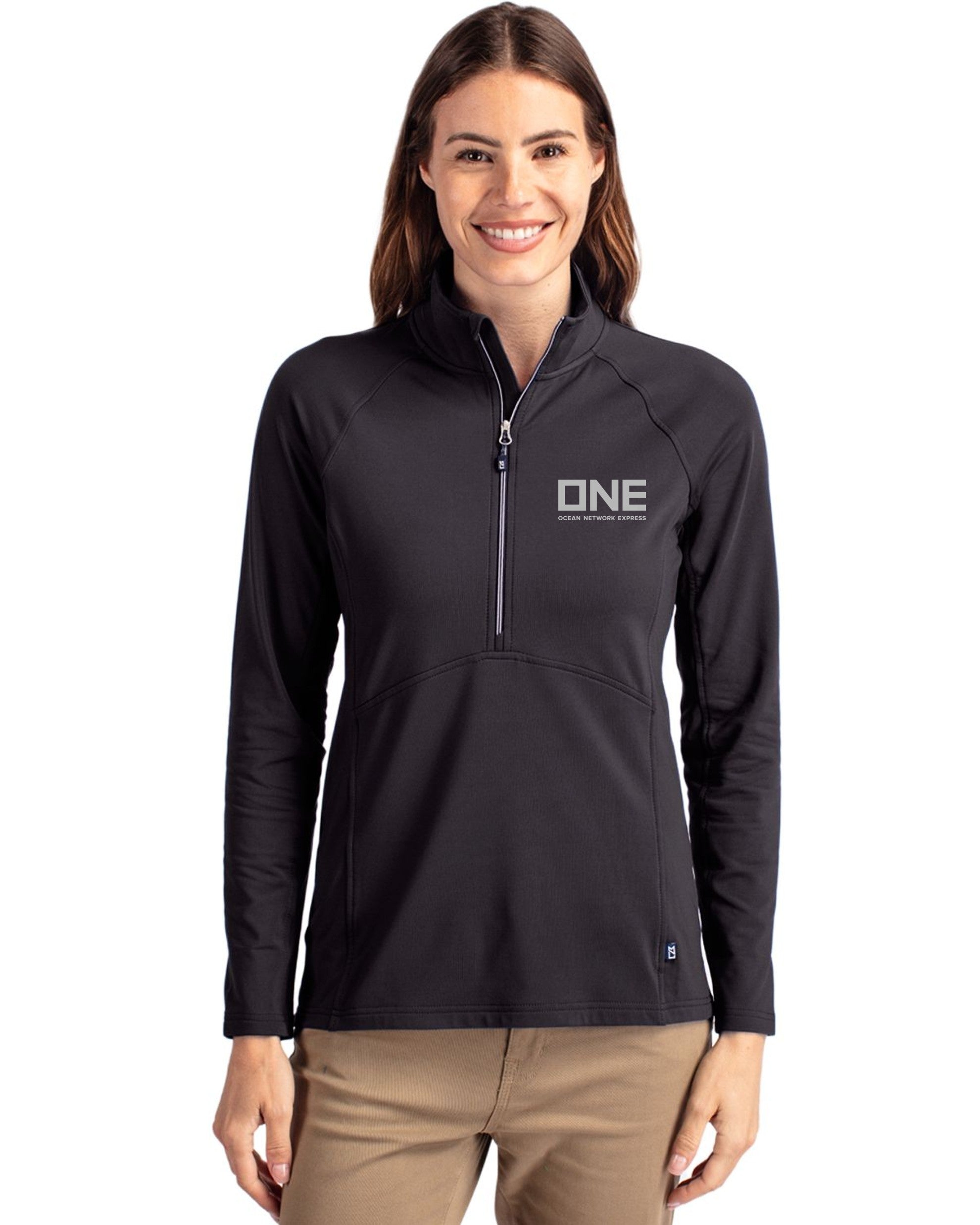 Cutter & Buck Adapt Eco Knit Hybrid Recycled 1/4 Zip - Black