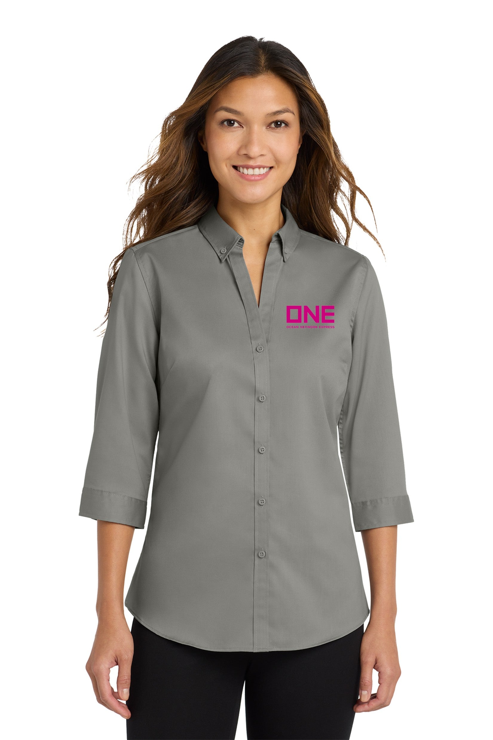 Port Authority 3/4 Sleeve SuperPro Twill Shirt - Monument Grey
