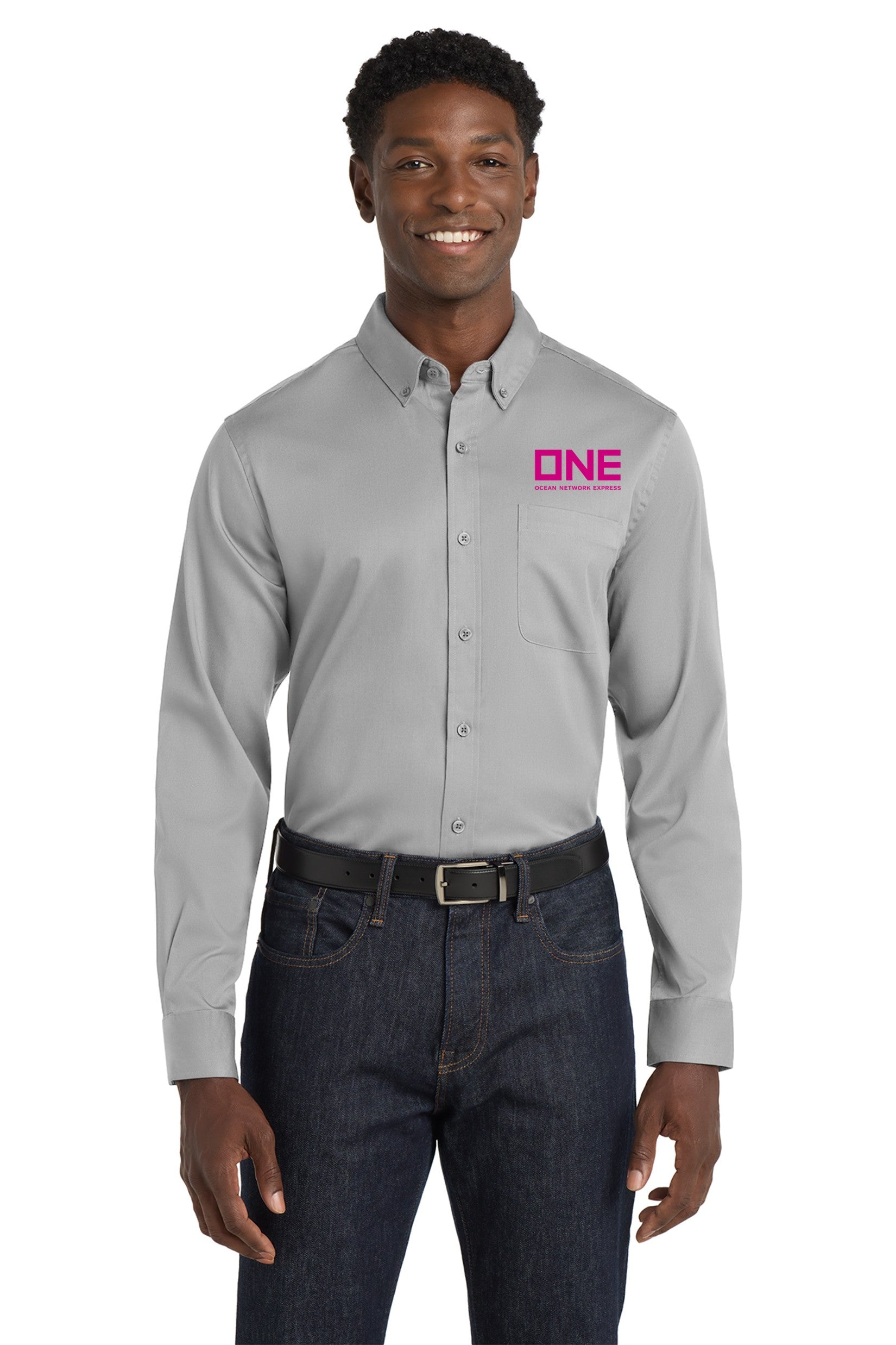 Long Sleeve Twill Shirt - Grey