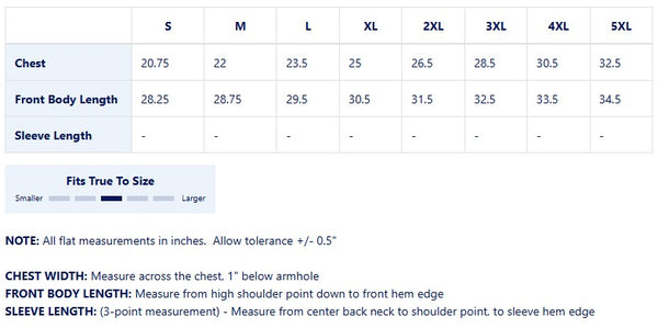 Size Chart for Packable Insulated Vest - Silver