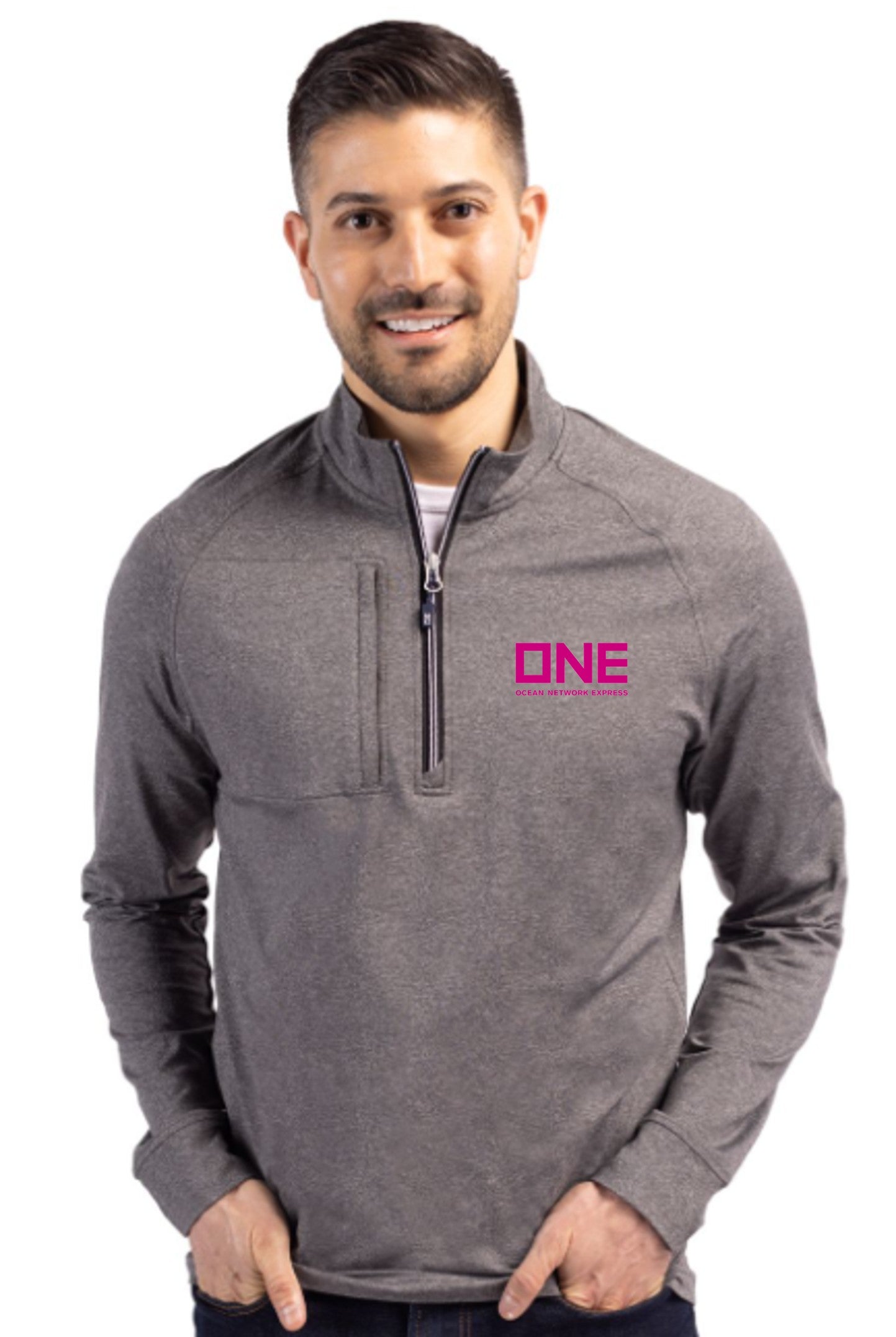 Cutter & Buck Adapt Eco Knit Hybrid Recycled Heather 1/4 Zip - Black