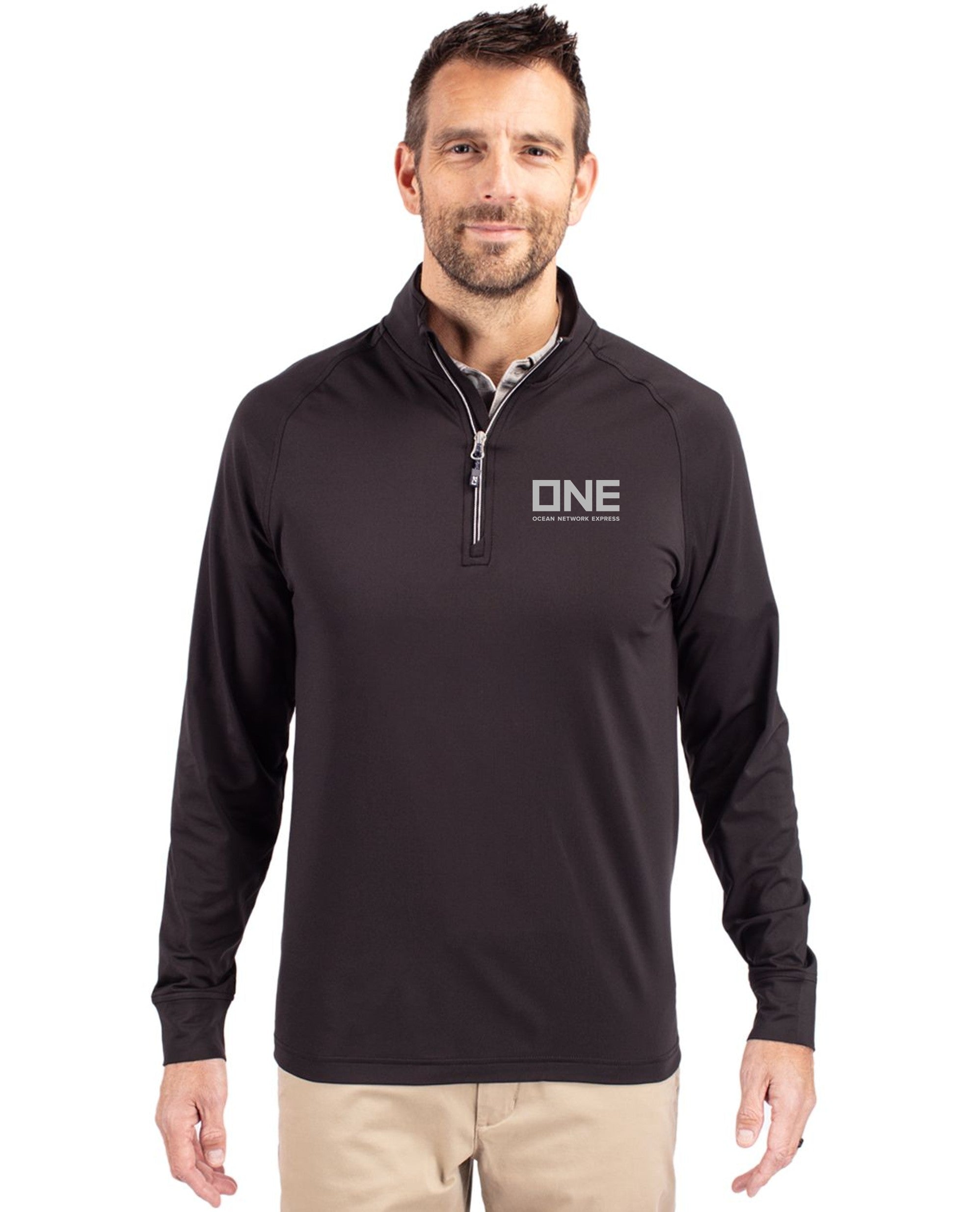 Cutter & Buck Adapt Eco Knit Hybrid Recycled 1/4 Zip - Black