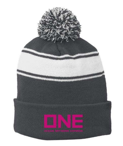 Sport-Tek® Stripe Pom Pom Beanie 1