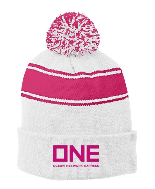 Sport-Tek® Stripe Pom Pom Beanie